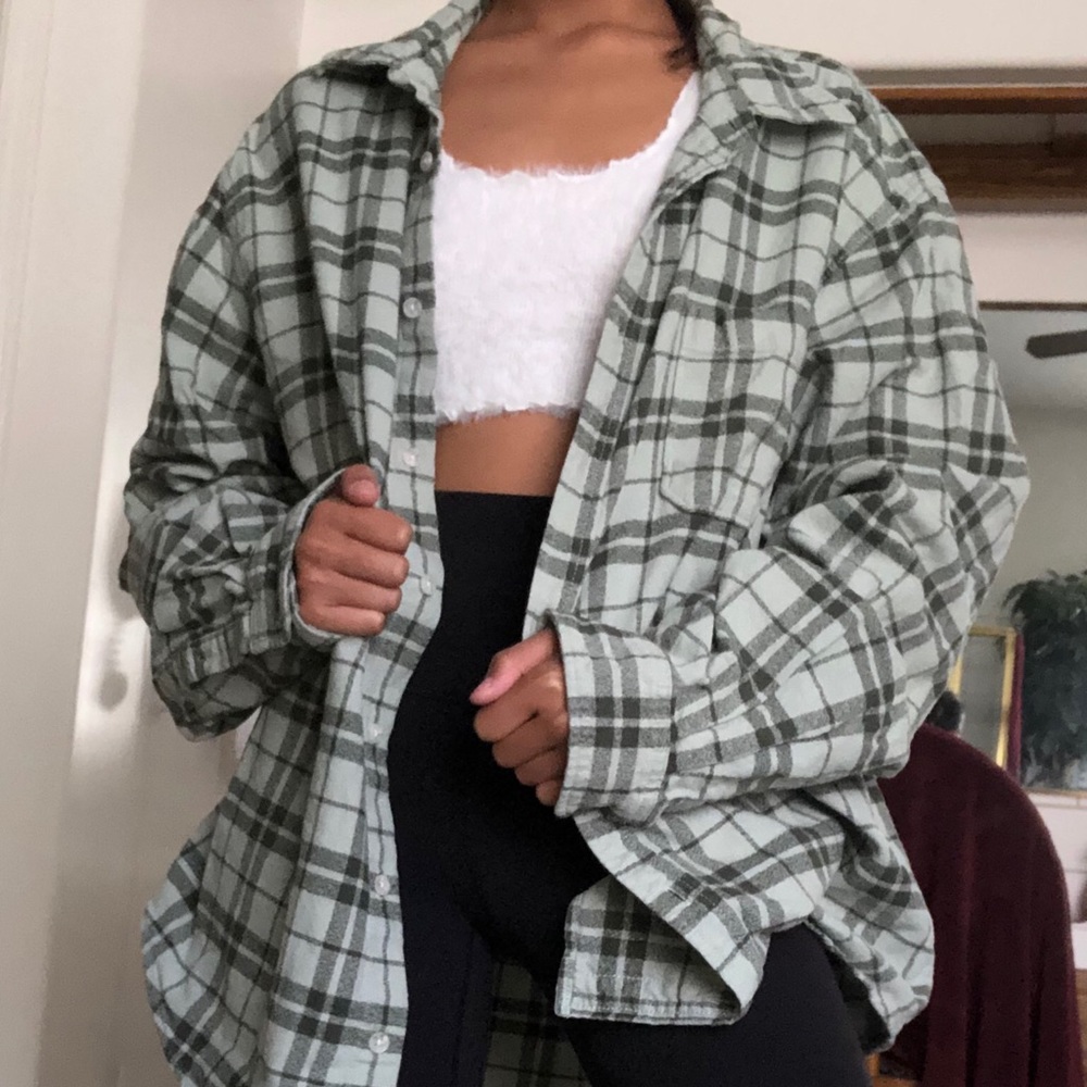 Oversized Green Plaid Shirt